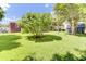 Spacious backyard with mature trees, lush green lawn, and a storage shed at 1237 Fort Dr, Hanahan, SC 29410