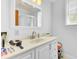 Clean bathroom with a vanity and a large mirror with shower reflected in the glass at 1237 Fort Dr, Hanahan, SC 29410