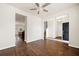 Spacious living room features hardwood floors, and neutral walls, connecting to the kitchen and entryway at 199 Decatur Dr, Summerville, SC 29486