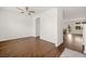 Bright, open room featuring beautiful wood flooring, a ceiling fan, and neutral walls at 199 Decatur Dr, Summerville, SC 29486
