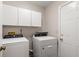 Laundry room with updated washer and dryer units and white cabinets at 202 Chandler Dr, Ladson, SC 29456