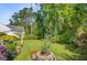Backyard with a well-manicured lawn, landscaping, and wooded area providing privacy at 206 President Cir, Summerville, SC 29483