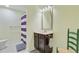 Bathroom with single vanity, framed mirror and bathtub-shower combination at 206 President Cir, Summerville, SC 29483