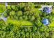 An aerial view shows a house lot and neighboring home surrounded by lush green trees at 2287 Shoreline Dr, Johns Island, SC 29455