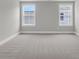 A well-lit bedroom with plush carpeting and double windows overlooking a serene neighborhood at 2807 Grange Cir, Summerville, SC 29486