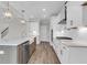 Bright, modern kitchen with an island, stainless steel appliances, white cabinets and pendant lighting at 2807 Grange Cir, Summerville, SC 29486
