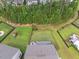 Aerial view of a backyard featuring a fenced-in yard with a play set at 443 Coopers Hawk Dr, Summerville, SC 29483