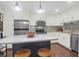 Modern kitchen featuring stainless steel appliances, an island with seating, and white cabinets at 4752 Trailside Ct # B, North Charleston, SC 29418