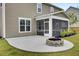 Exterior view with fire pit on the patio, lush green lawn, and manicured landscaping at 528 Fern Tree Dr, Summerville, SC 29486
