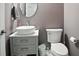 Cozy powder room with modern vanity, vessel sink, and stylish fixtures at 7164 Sweetgrass Blvd, Hanahan, SC 29410
