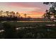 Sunset view overlooking the marshland, with the silhouette of the bridge and trees in the foreground at 79 Trailing Vine Way, Kiawah Island, SC 29455