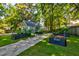 Beautiful backyard with garden beds, a shed, and trees, offering plenty of outdoor space and greenery at 102 Cottonwood Dr, Summerville, SC 29483