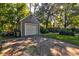 Detached garage with driveway and lush green backyard with raised garden at 102 Cottonwood Dr, Summerville, SC 29483