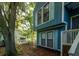 Charming blue two-story home featuring light blue shutters and mature landscaping at 104 Queens Ct, Summerville, SC 29485