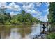 Scenic river view featuring a community dock and lush greenery, perfect for enjoying waterfront living at 104 Queens Ct, Summerville, SC 29485