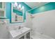 This bathroom includes a vanity, mirror, shower-tub, and toilet at 108 Reardon St, Moncks Corner, SC 29461