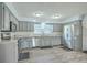 Modern kitchen with granite countertops, stainless steel appliances, and stylish gray cabinets at 108 Reardon St, Moncks Corner, SC 29461