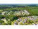 Scenic aerial view of a community nestled by a pond, with a location pin marking a residence at 158 Balsam Cir, Summerville, SC 29485