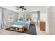 Bedroom with blue bedspread, a ceiling fan, and two windows at 158 Netherfield Dr, Summerville, SC 29486