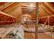 Spacious attic with exposed wooden beams and modern insulation at 1872 Staffwood Rd, Johns Island, SC 29455