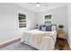 Cozy bedroom features hardwood floors, comfortable queen bed, and natural light from the two windows at 2704 Orchid Ave, North Charleston, SC 29405