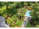 Aerial view of a backyard oasis with a refreshing in-ground pool and lush landscaping at 3171 Pignatelli Cres, Mount Pleasant, SC 29466