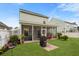 Backyard features a screened-in porch, a well-manicured lawn, and a brick path at 347 Ripple Park Dr, Summerville, SC 29486
