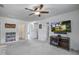 Bright bonus room with a ceiling fan, neutral carpet and a view from two entries at 357 Beachgrass Ln, Summerville, SC 29486