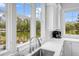 Kitchen sink area with a view of the pond and trees outside the window at 391 Evian Way, Mount Pleasant, SC 29464
