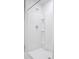 Modern walk-in shower featuring sleek white tiles, built-in shelving, and a minimalist design for a spa-like experience at 551 Blue Mistflower Dr, Moncks Corner, SC 29461
