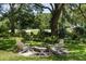 Picturesque backyard featuring a fire pit with Adirondack chairs and golf course views at 914 Red Coat Run, Mount Pleasant, SC 29464