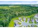 An aerial view of a residential neighborhood showcasing the manicured lawns and well-spaced homes at 9808 Wooden Pestle Way, Ladson, SC 29456