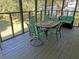 Screened porch with dining table, chairs with teal cushions, and outdoor seating at 1014 E Cooper Ave, Folly Beach, SC 29439