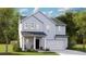 Charming two-story home featuring light blue siding, covered porch with rocking chairs, and an attached two-car garage at 114 Lefton Lndg, Summerville, SC 29485