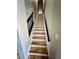 Staircase with stained wood treads, risers, and black painted banister at 1173 Penny Creek Dr, Ruffin, SC 29475