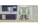 Modern kitchen with navy blue cabinets, stainless steel appliances, and eat-in breakfast nook at 303 High Grove Rd, Summerville, SC 29485