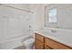 Clean bathroom with white subway tile and white vanity at 316 Beachgrass Ln, Summerville, SC 29486