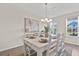 Bright dining room featuring white wood table set, a chandelier, large windows, and modern decor at 316 Beachgrass Ln, Summerville, SC 29486