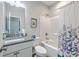 Bathroom with granite countertop vanity and shower with curtain at 326 Turner Ln, Round O, SC 29474