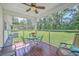 Screened in porch with table and chairs overlooking backyard at 326 Turner Ln, Round O, SC 29474