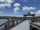 Covered fishing pier offering seating and beautiful views of the water, sky and marsh at 5904 Oak Street, Hanahan, SC 29410