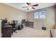 Bright bedroom with a ceiling fan, neutral walls, and ample space for a home office at 104 Study Ct, Ladson, SC 29456