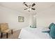Bedroom with ceiling fan, soft carpet, and neutral decor at 105 Brockman Way, Goose Creek, SC 29445
