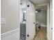 Stylish bathroom featuring a modern vanity with gray cabinets and beautiful black and white patterned tile flooring at 112 Lewisfield Dr, North Charleston, SC 29418