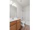 This clean bathroom offers a white vanity, toilet, and bathtub with shower at 113 Amaranth Ave, Summerville, SC 29483