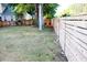 Backyard featuring a modern horizontal wood fence and some mature trees at 116 Marshside Dr, Summerville, SC 29485