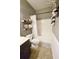Bathroom with a single vanity, decorative shelves, shower and tiled floor at 116 Marshside Dr, Summerville, SC 29485