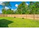 Fenced backyard with green grass, manicured landscaping and privacy at 119 Lucca Dr, Summerville, SC 29486