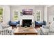 Cozy living room showcasing a fireplace, TV, stylish furniture, and natural light from the windows at 132 Clear Bend Ln, Summerville, SC 29486