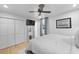 Bright bedroom featuring a ceiling fan, closet, and a window letting in natural light at 1337 Old Fort Rd, Moncks Corner, SC 29461